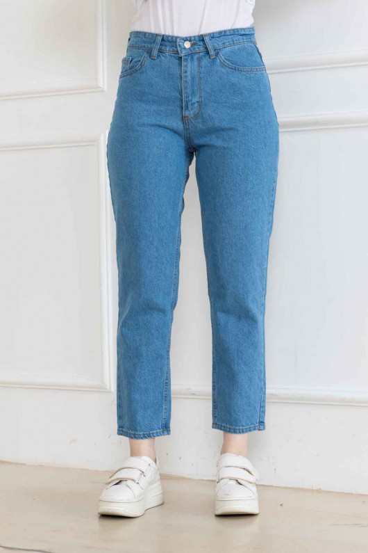 Kadın Mom Kot Pantolon Super Fıt Jeans Mavi 2009 Kadın Mom Kot Pantolon Super Fıt Jeans Mavi 2009