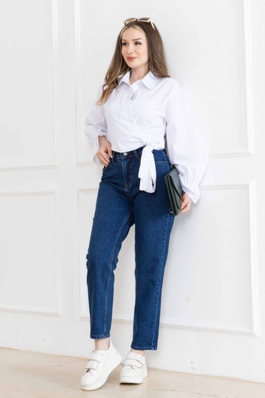 Kadın Mom Kot Pantolon Super Fıt Jeans Koyu Mavi 2009 Kadın Mom Kot Pantolon Super Fıt Jeans Koyu Mavi 2009