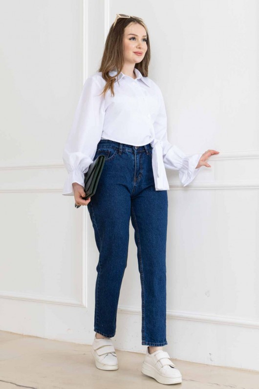 Kadın Mom Kot Pantolon Super Fıt Jeans Koyu Mavi 2009 Kadın Mom Kot Pantolon Super Fıt Jeans Koyu Mavi 2009