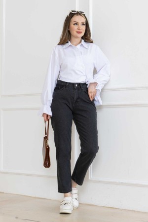 Kadın Mom Kot Pantolon Denım Super Fıt Antrasit 2011