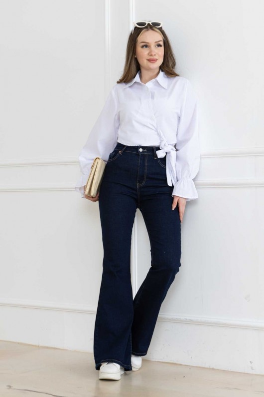 Kadın İspanyol Paça Kot Pantolon Lıkralı Super Fıt Koyu Mavi 2012 Kadın İspanyol Paça Kot Pantolon Lıkralı Super Fıt Koyu Mavi 2012