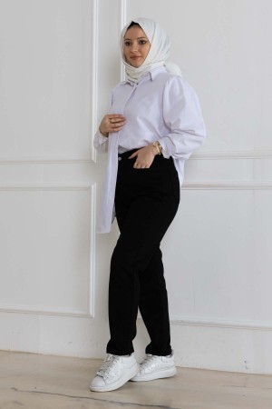 Kadın Mom Jeans Kot Pantolon Siyah 2013