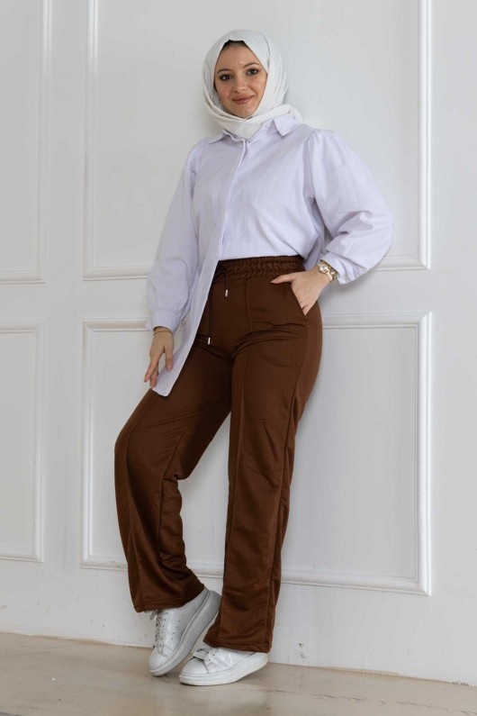 Eşofman Palazzo Pantolon Kahverengi̇ 3003