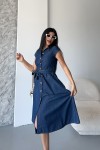 Kadın İnce Kot Elbise Koyu Mavi 3500