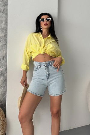 Kadın Kot Şort Buz Mavi 4010