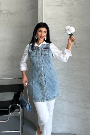 Kadın Kot Tunik Uzun Düğmeli İki Cepli Kot Yelek Buz Mavi 4506 Kadın Kot Tunik Uzun Düğmeli İki Cepli Kot Yelek Buz Mavi 4506