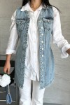 Kadın Kot Tunik Uzun Düğmeli İki Cepli Kot Yelek Buz Mavi 4506 Kadın Kot Tunik Uzun Düğmeli İki Cepli Kot Yelek Buz Mavi 4506