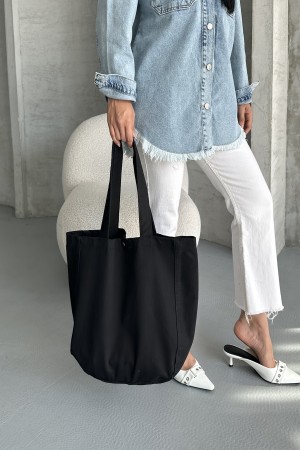 Kadın Kot Çantası Düğme Detaylı Çanta Siyah 7000 Kadın Kot Çantası Düğme Detaylı Çanta Siyah 7000