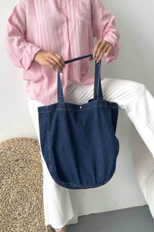 Kadın Kot Çantası Düğme Detaylı Çanta Koyu Mavi 7000