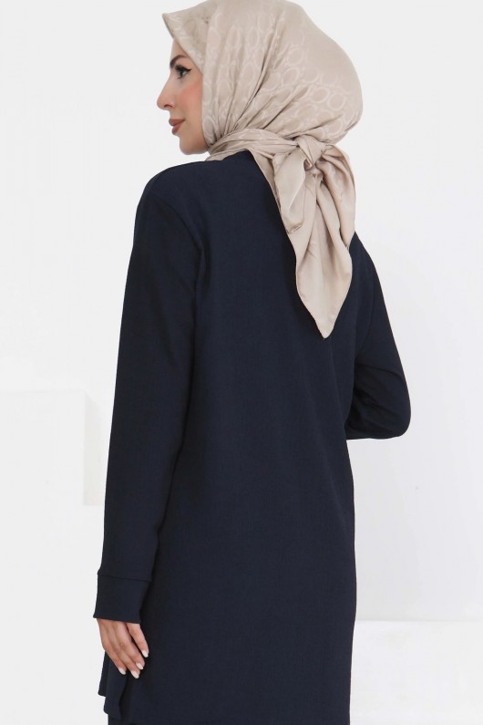 Kadın Çiçek Detaylı Tunik Lacivert 3006