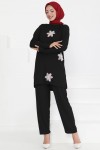 Kadın Çiçek Detaylı Takım Siyah 3005 Kadın Çiçek Detaylı Takım Siyah 3005
