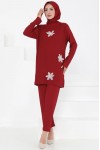 Kadın Çiçek Detaylı Takım Bordo 3005 Kadın Çiçek Detaylı Takım Bordo 3005