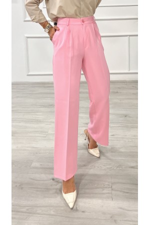 Kadın Dabıl Pileli Palazzo Pantolon Pembe 2500