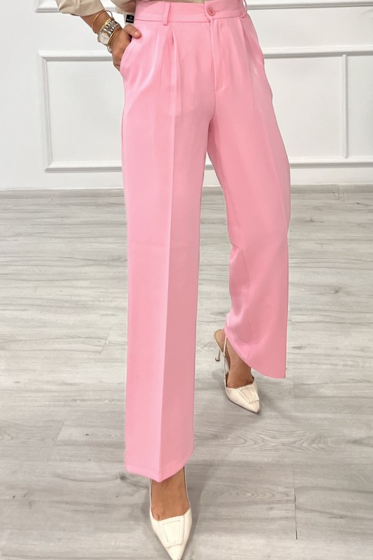 Kadın Dabıl Pileli Palazzo Pantolon Pembe 2500