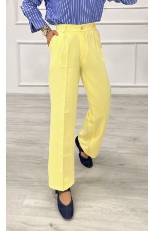 Kadın Dabıl Pileli Palazzo Pantolon Sarı 2500