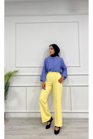 Kadın Dabıl Pileli Palazzo Pantolon Sarı 2500 Kadın Dabıl Pileli Palazzo Pantolon Sarı 2500