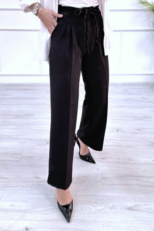 Kadın Dabıl Kemeri İp Detaylı Palazzo Pantolon Siyah 2501 Kadın Dabıl Kemeri İp Detaylı Palazzo Pantolon Siyah 2501