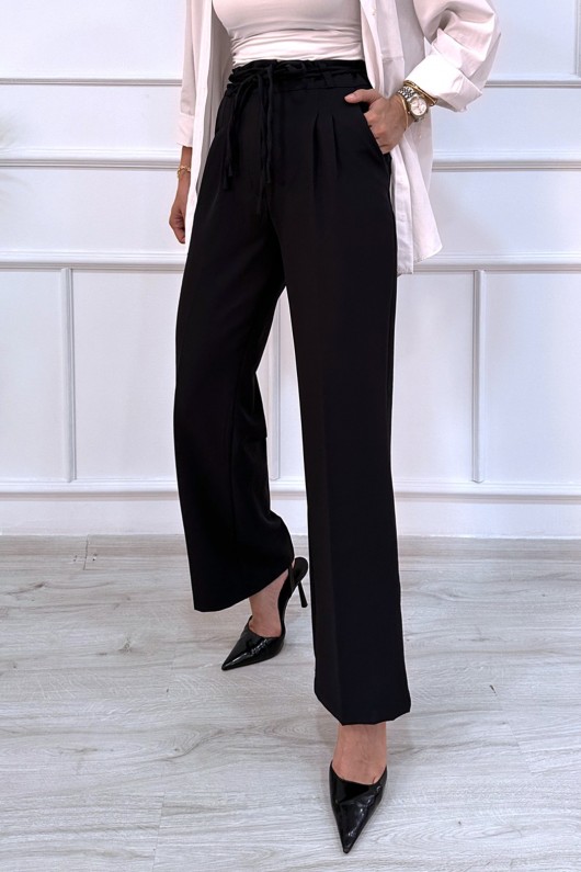 Kadın Dabıl Kemeri İp Detaylı Palazzo Pantolon Siyah 2501 Kadın Dabıl Kemeri İp Detaylı Palazzo Pantolon Siyah 2501