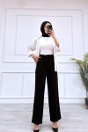 Kadın Dabıl Kemeri İp Detaylı Palazzo Pantolon Siyah 2501 Kadın Dabıl Kemeri İp Detaylı Palazzo Pantolon Siyah 2501
