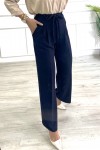 Kadın Dabıl  Kemeri İp Detaylı Palazzo Pantolon Lacivert 2501