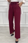 Kadın Dabıl Kemeri İp Detaylı Palazzo Pantolon Bordo 2501 Kadın Dabıl Kemeri İp Detaylı Palazzo Pantolon Bordo 2501