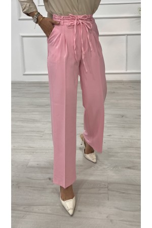 Kadın Dabıl Kemeri İp Detaylı Palazzo Pantolon Pembe 2501 Kadın Dabıl Kemeri İp Detaylı Palazzo Pantolon Pembe 2501