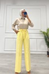 Kadın Dabıl Kemeri İp Detaylı Palazzo Pantolon Sarı 2501 Kadın Dabıl Kemeri İp Detaylı Palazzo Pantolon Sarı 2501