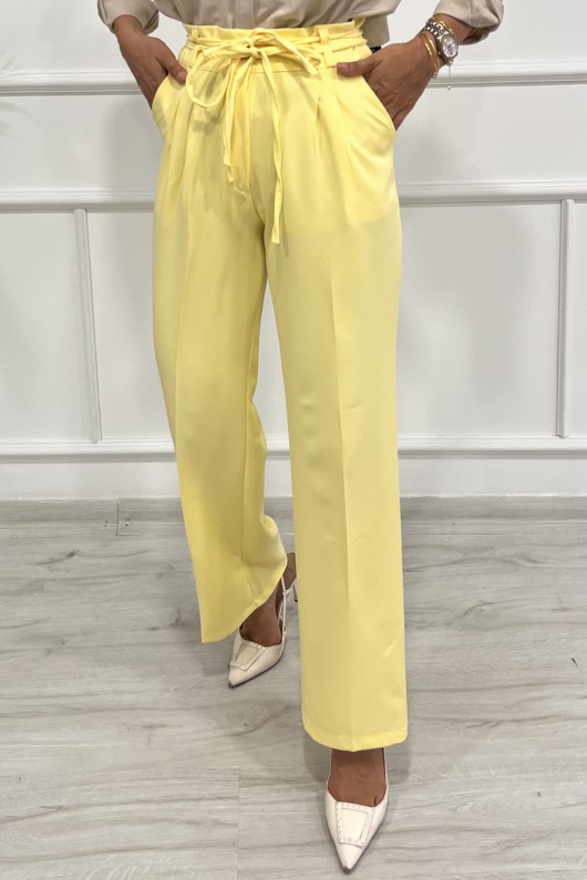 Kadın Dabıl Kemeri İp Detaylı Palazzo Pantolon Sarı 2501 Kadın Dabıl Kemeri İp Detaylı Palazzo Pantolon Sarı 2501