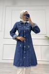 Kadın Kot Tunik Püskül Detaylı Çift Cepli Denim Ceket Mavi 4514 Kadın Kot Tunik Püskül Detaylı Çift Cepli Denim Ceket Mavi 4514