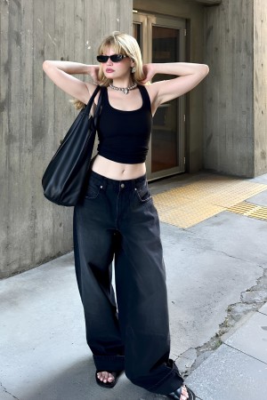 Kadın Bol Kesim Baggy Jean Siyah 4013
