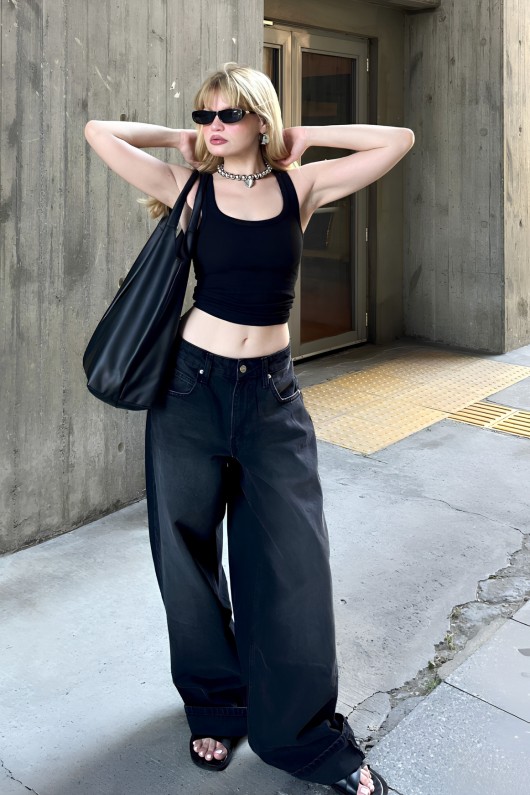 Kadın Bol Kesim Baggy Jean Siyah 4013