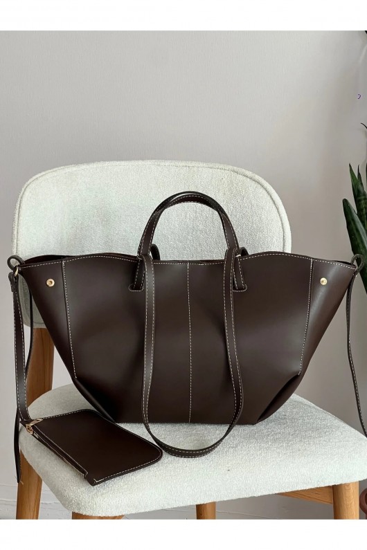 Kadın Taba Polen El Ve Omuz Çantası Koyu Kahverengi 7002