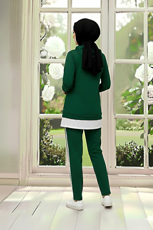 Tunik Takım Kapüşonlu Zümrüt Yeşili 3004