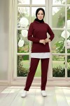 Tunik Takım Kapüşonlu Bordo 3004