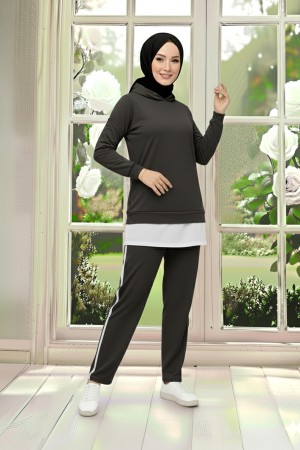 Tunik Takım Kapüşonlu Füme 3004