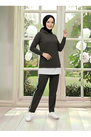 Tunik Takım Kapüşonlu Füme 3004