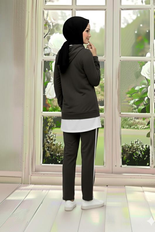 Tunik Takım Kapüşonlu Füme 3004
