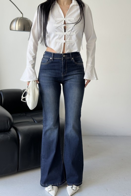 Kadın İspanyol Havalı Yıkamalı Kot Pantolon Kahverengi 4012