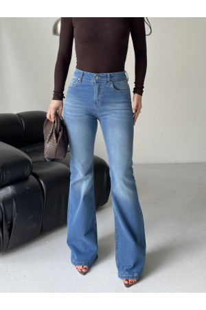 Kadın İspanyol Havalı Yıkamalı Kot Pantolon Buz Mavi 4012