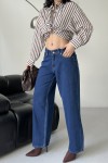 Kadın Palazzo Kot Pantolon Efektli Jeans Mavi 4009 Kadın Palazzo Kot Pantolon Efektli Jeans Mavi 4009