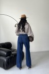 Kadın Palazzo Kot Pantolon Efektli Jeans Mavi 4009 Kadın Palazzo Kot Pantolon Efektli Jeans Mavi 4009