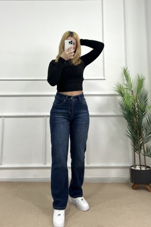 Straight Likralı Kot Pantolon Koyu Mavi 4013